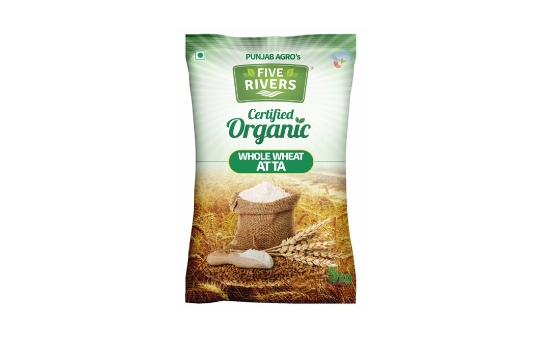 Five Rivers Certified Organic Whole Wheat Atta   Pack  5 kilogram